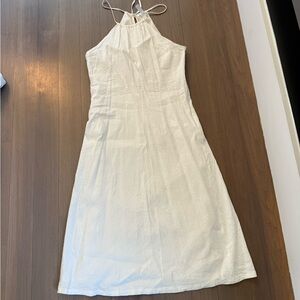 Leith Halter Neck White Summer Dress linen blend